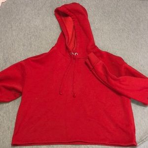 Red cropped hoodie